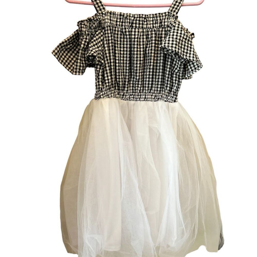 Bonnie Jean Girls Checkered Tulle Skirt Dress Size 16 Off Shoulder Party Dress